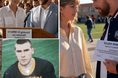 Travis Kelce and Taylor Swift recently garnered national attention with their generous $1 million donation to help renovate Travis’s former high school. Yet, the most touching moment unfolded far from the glare of the media. When Kelce stepped inside the run-down gymnasium at Cleveland Heights High School, he was unexpectedly overwhelmed with emotion. Amidst the dust and chipped paint, an old chair caught his eye. Resting on it was a faded note that read, “If no one believes in you, believe in yourself – Mom.” This heartfelt message was written by his mother years ago, back when Travis was 17 and facing possible expulsion. What followed left the NFL star visibly moved—and fans completely speechless.