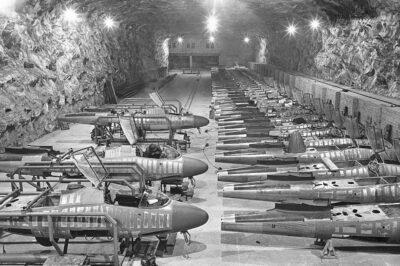 German aircraft factory tasked with producing Heinkel He 162s in an underground salt mine in Hinterbrühl, Austria.