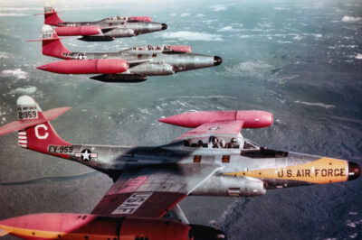 F-89D-45-NO Scorpion interceptors of the 59th Fighter Interceptor Squadrons, Goose Bay AB, Labrador (Canada), in the 1950s.