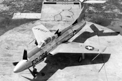 Reportedly the LOUDEST AIRCRAFT EVER: fitted with an Allison XT40-A-1 turboprop engine of 5,850 shaft horsepower. One of the fastest single-engine, propeller-driven aircraft ever built! The prop tips broke the sound barrier, emitting such a loud noise that it reportedly made nearby ground crews sick.