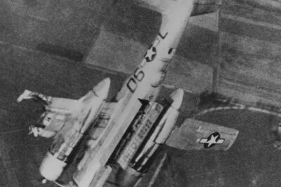 A-26B Invader #43-22359 falls towards the ground after its port wing was blown off by flak over Velen in Germany on March 21st, 1945.