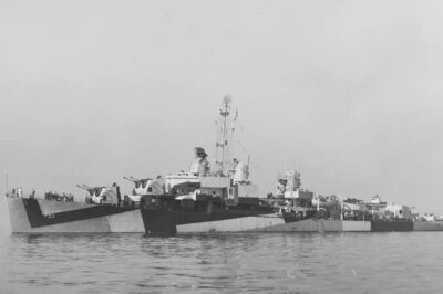 USS Mannert L. Abele (DD-733) in August 1944, painted in Camouflage Measure 32, Design 11A. She was later sunk in April 1945 after being struck by a Japanese Ohka (“Baka”) manned missile.