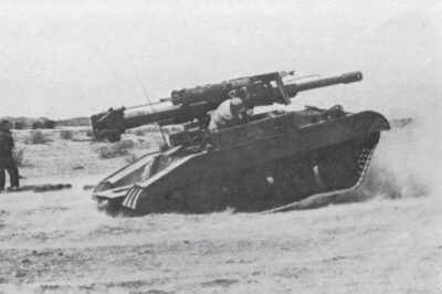 This photo shows the M56 Scorpion jumping off the ground as its 90 mm gun is fired. This is such a cool little vehicle – not much bigger than a car, it carried basically the same gun as the M47 Patton.  Oh, and, because it was designed for the airborne, it could be a parachute dropped out of an aircraft.