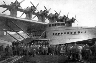 Crew and passengers of the Dornier Do X aircraft in Thal, Switzerland, October 21, 1929.