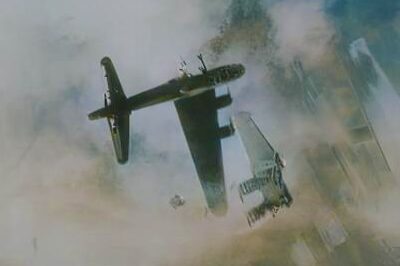 The initial photograph in the series captures the moment immediately following a devastating flak hit. “Wee Willie’s” port wing has been sheared off, now spinning wildly over Germany.