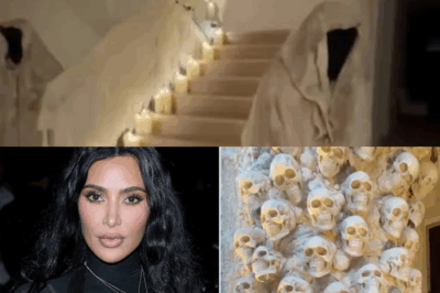 Inside Kim Kardashian’s Haunted Mansion: The Reality Star Turns Her $60 Million Home Into a Terrifying Halloween Dreamland of Giant Skeletons, Shadowy Candlelit Stairs, and Whispers in the Halls—But Is It Just Decoration, or Is Something Much Darker Hiding Behind Those Flickering Flames?